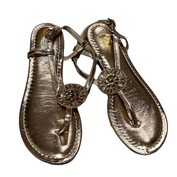 bolaro Shoes - Bolaro metallic rose gold pink sandals 10 gemstones party vacation jewels beach